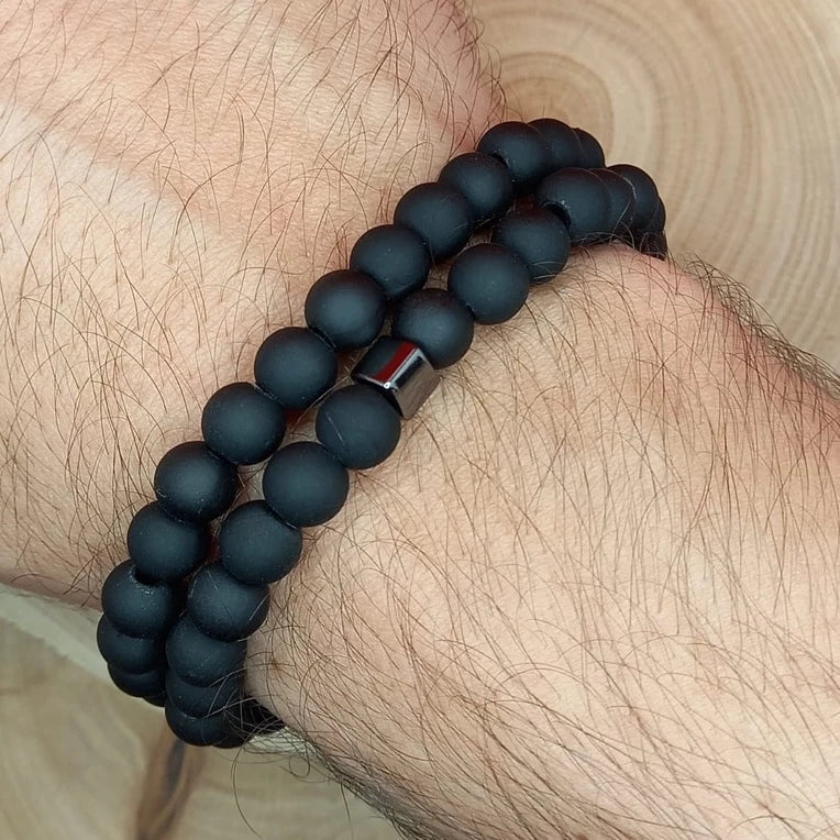 Combo Pulseira Preta Fosca