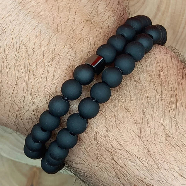 Combo Pulseira Preta Fosca