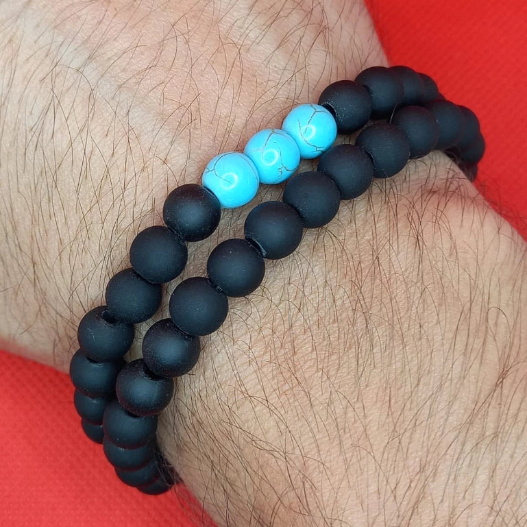 Combo Pulseira Preta Fosca