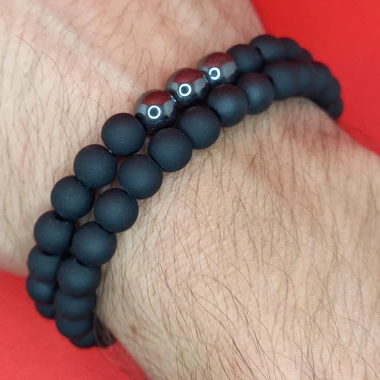 Combo Pulseira Preta Fosca